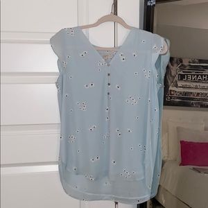 Loft Button V-Neck Flutter Shell